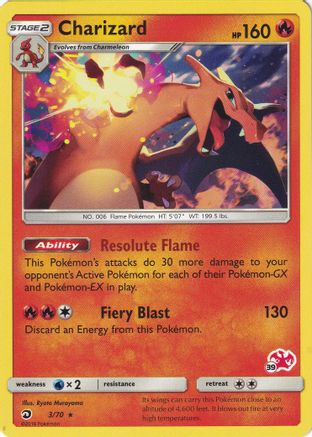 Charizard - 3/70 (#39 Charizard Stamped) 003/070, Battle Academy