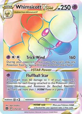 Whimsicott VSTAR (Secret) 175/172, SWSH09: Brilliant Stars