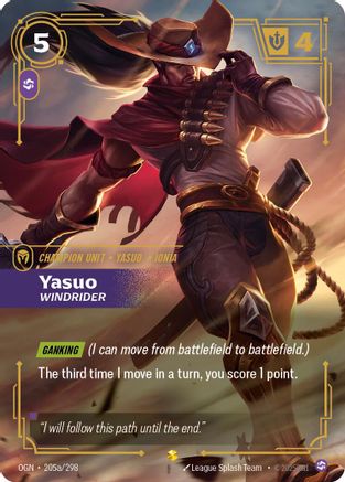 Yasuo, Windrider (Alternate Art) 205a/298, Origins