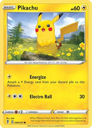 Pikachu 049/203, SWSH07: Evolving Skies