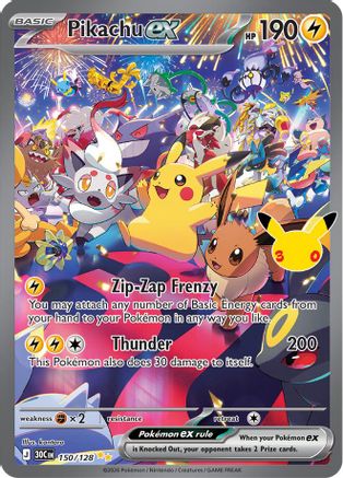 Pikachu ex - 150/128, ME: 30th Celebration
