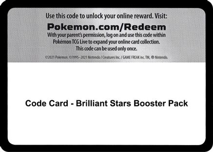 Code Card - Brilliant Stars Booster Pack, SWSH09: Brilliant Stars
