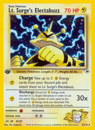 Lt. Surge's Electabuzz (6) 006/132, Gym Heroes