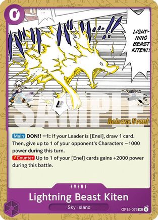 Lightning Beast Kiten OP15-076, Adventure on Kami's Island Release Event Cards