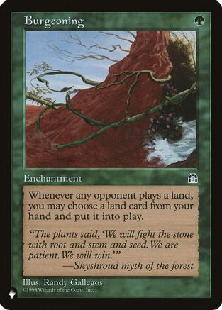 Burgeoning, The List Reprints