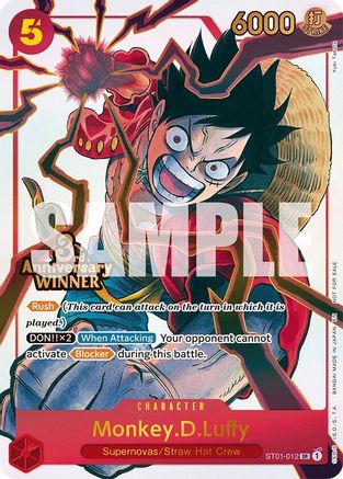 Monkey.D.Luffy - ST01-012 (3rd Anniversary Winner), One Piece Promotion Cards