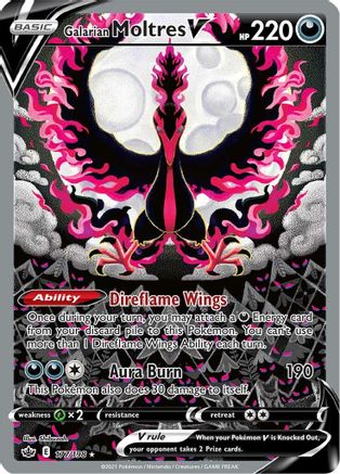Galarian Moltres V (Alternate Full Art) 177/198, SWSH06: Chilling Reign