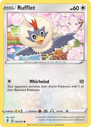 Rufflet 136/203, SWSH07: Evolving Skies