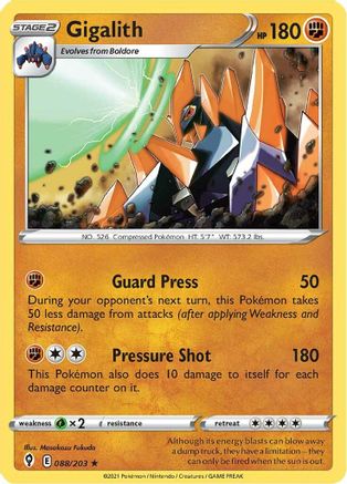 Gigalith 088/203, SWSH07: Evolving Skies
