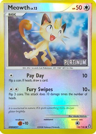 Meowth - 106/146 [Platinum], Burger King Promos