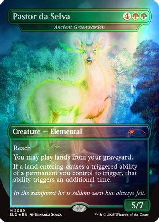 Pastor da Selva - Ancient Greenwarden (Rainbow Foil) 2059, Secret Lair Drop Series