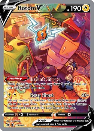 Rotom V (Alternate Full Art) 177/196, SWSH11: Lost Origin