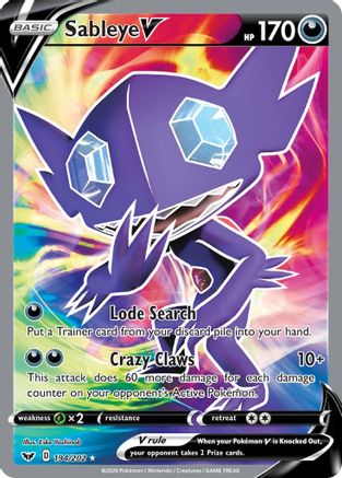 Sableye V (Full Art) 194/202, SWSH01: Sword & Shield Base Set