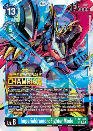 Imperialdramon: Fighter Mode (2023 Regionals Champion) BT12-031 SR, Across Time