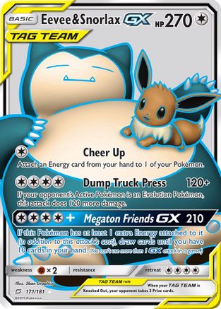 Eevee & Snorlax GX (Full Art) 171/181, SM - Team Up
