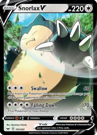 Snorlax V 141/202, SWSH01: Sword & Shield Base Set