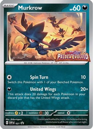 Murkrow - 021 (Prerelease) 021, SV: Scarlet & Violet Promo Cards