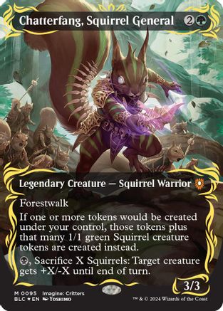 Chatterfang, Squirrel General (Borderless) (Raised Foil) 95, Commander: Bloomburrow