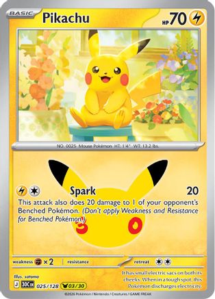 Pikachu 025/128, ME: 30th Celebration